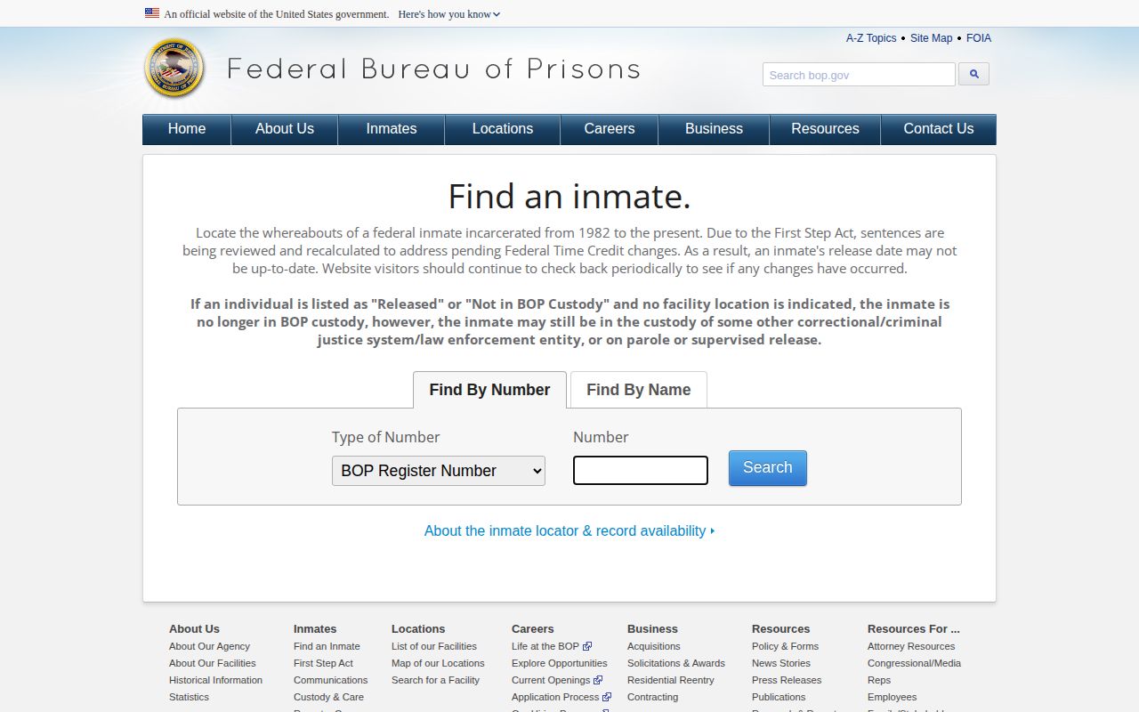 Federal release search for a Vernon County inmate