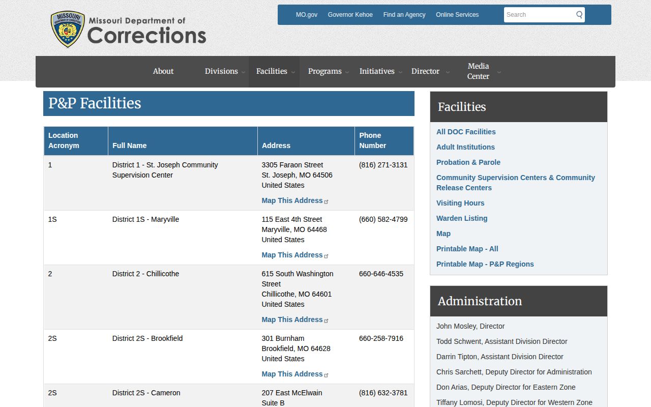 MODOC District 5 Vernon County post-release supervision office listing
