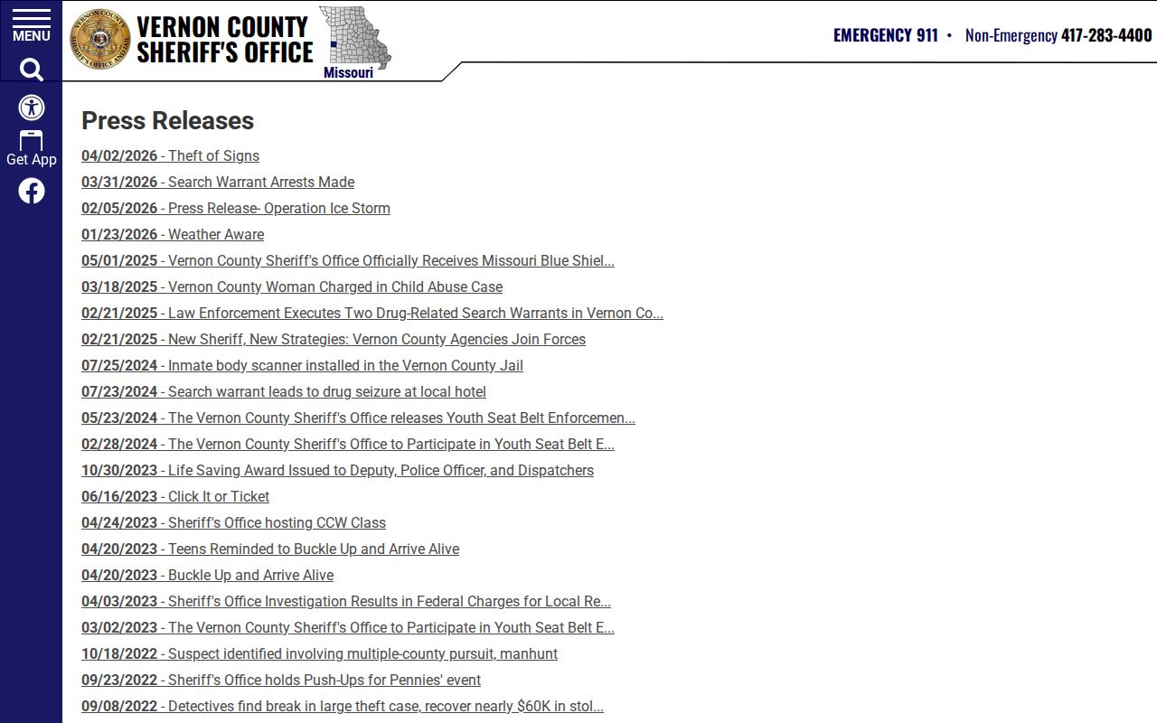 Vernon County released-inmate mugshot press archive coverage
